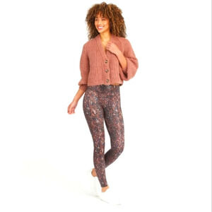 SPANX Faux Leather Snake Shine Leggings Mocha SzXL